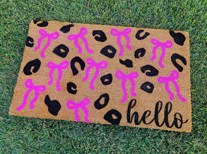 Leopard Bow Doormat