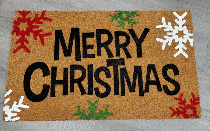 Merry Christmas Snowflake Doormat